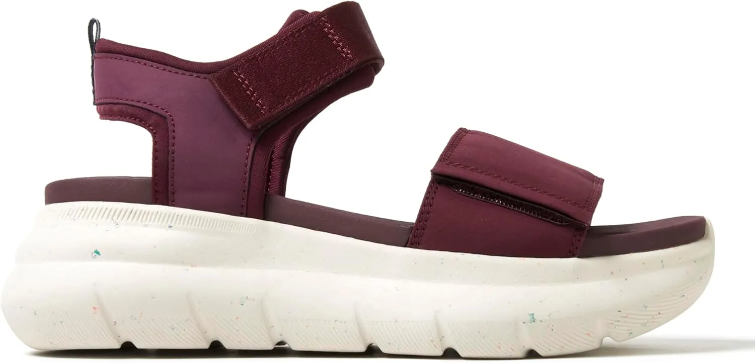 Dearfoams Women's Platform Lightweight Adjustable Odell Wedge Sandal