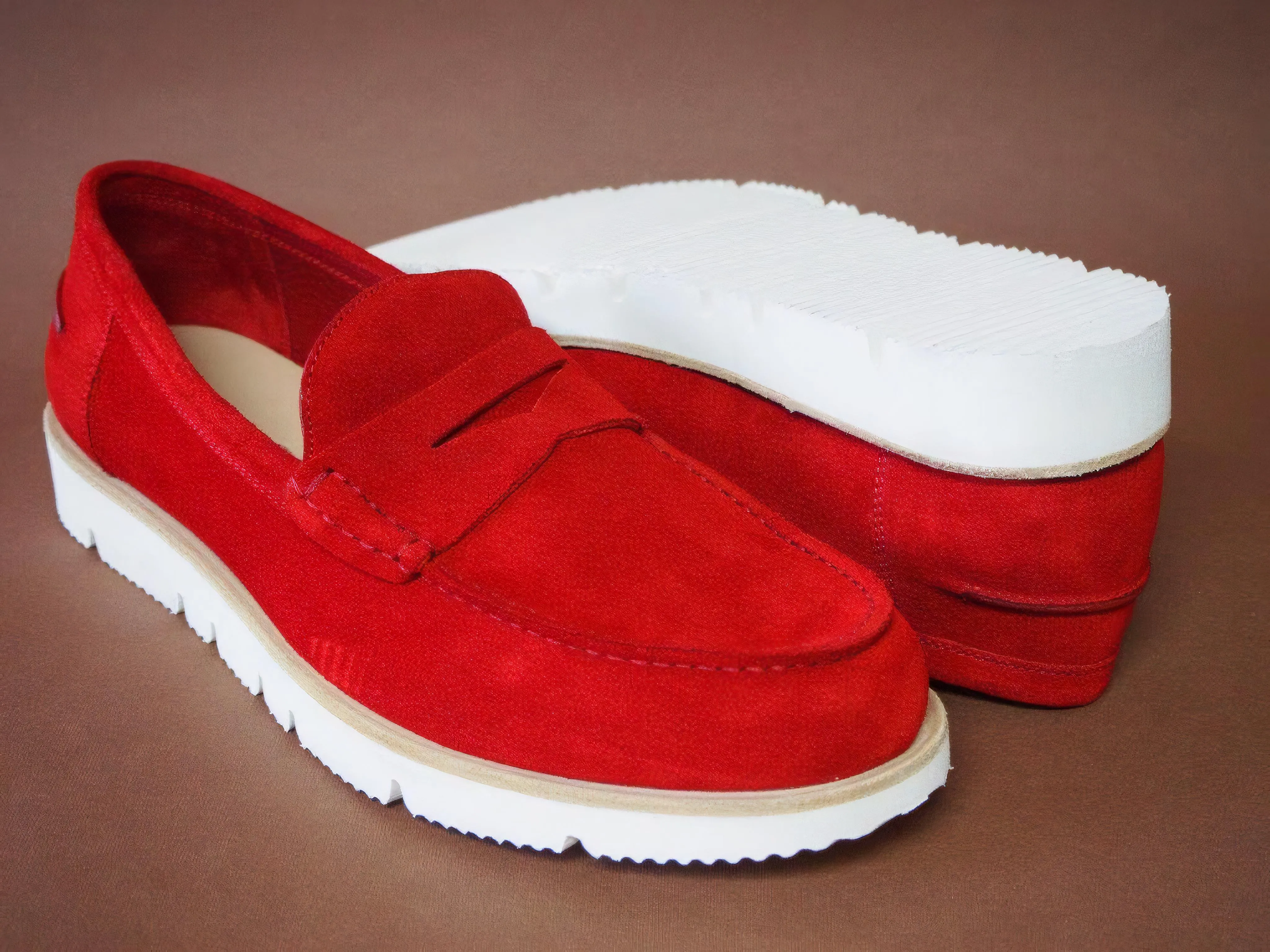 DI CHENZO Men's 5051 Red Leather Loafer
