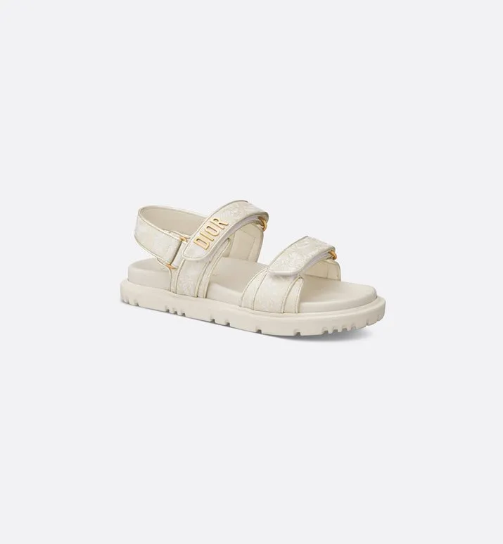 Dioract Sandal • Technical Fabric with Gold-Tone Allover Butterfly Print