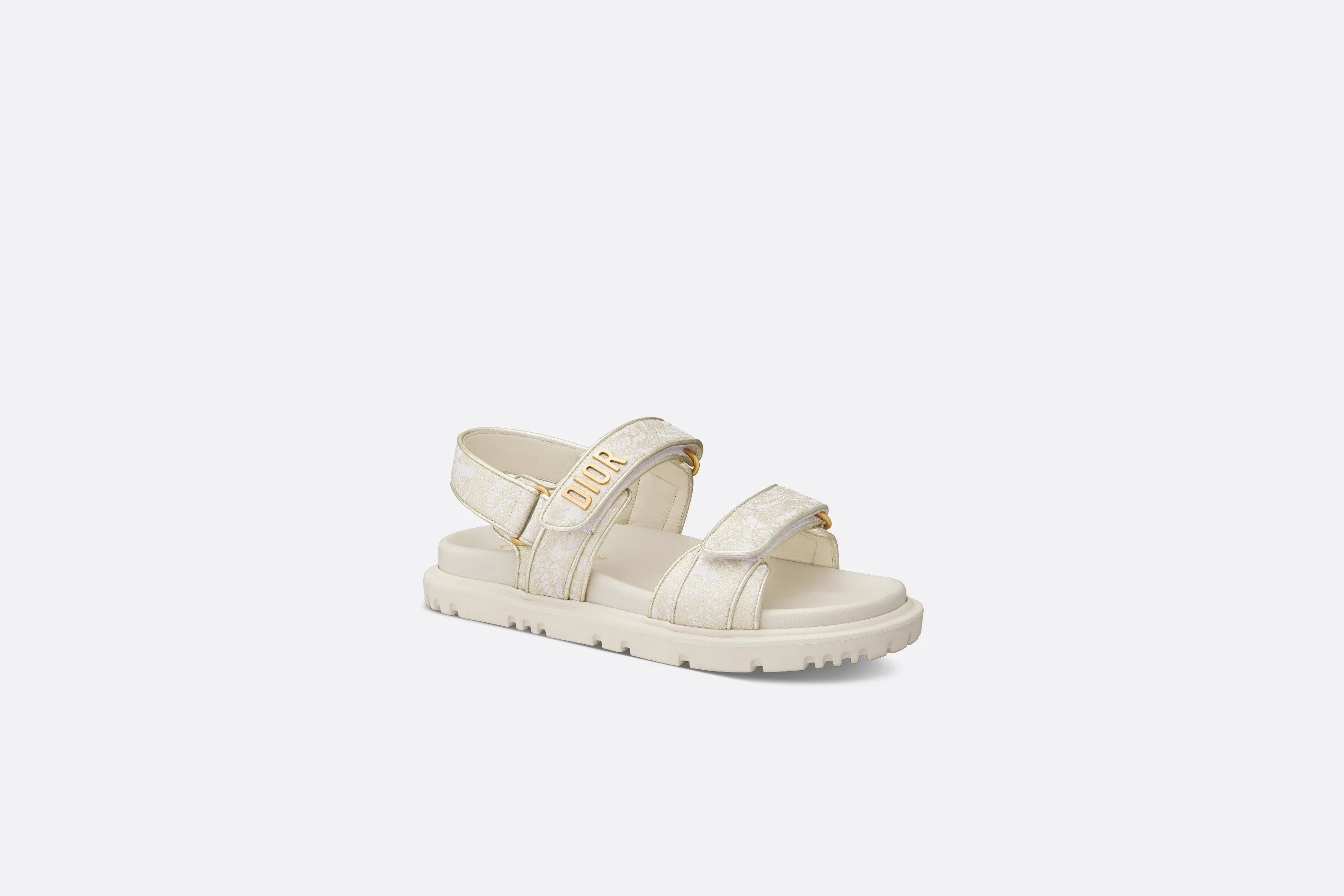 Dioract Sandal • Technical Fabric with Gold-Tone Allover Butterfly Print