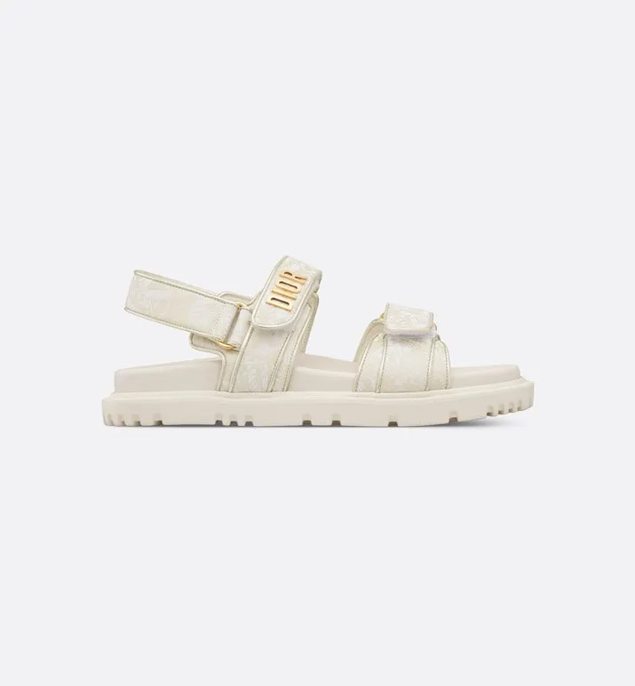 Dioract Sandal • Technical Fabric with Gold-Tone Allover Butterfly Print