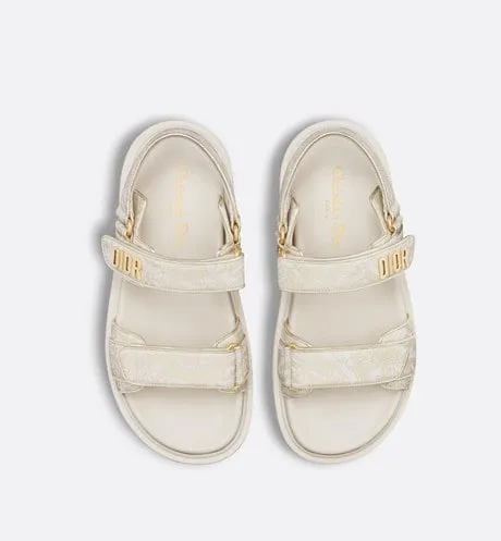 Dioract Sandal • Technical Fabric with Gold-Tone Allover Butterfly Print