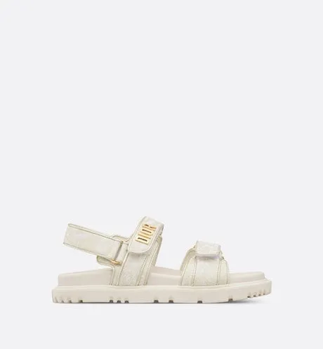 Dioract Sandal • Technical Fabric with Gold-Tone Allover Butterfly Print