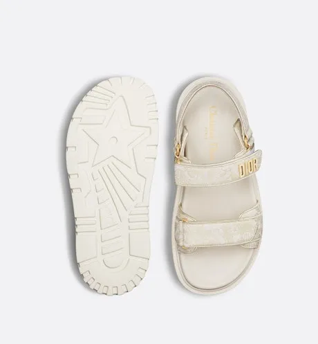 Dioract Sandal • Technical Fabric with Gold-Tone Allover Butterfly Print