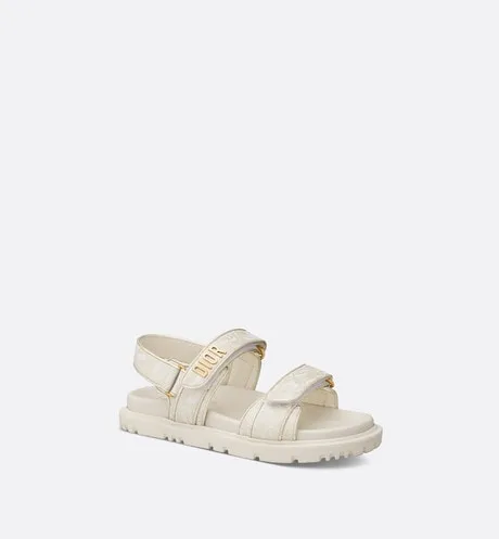 Dioract Sandal • Technical Fabric with Gold-Tone Allover Butterfly Print