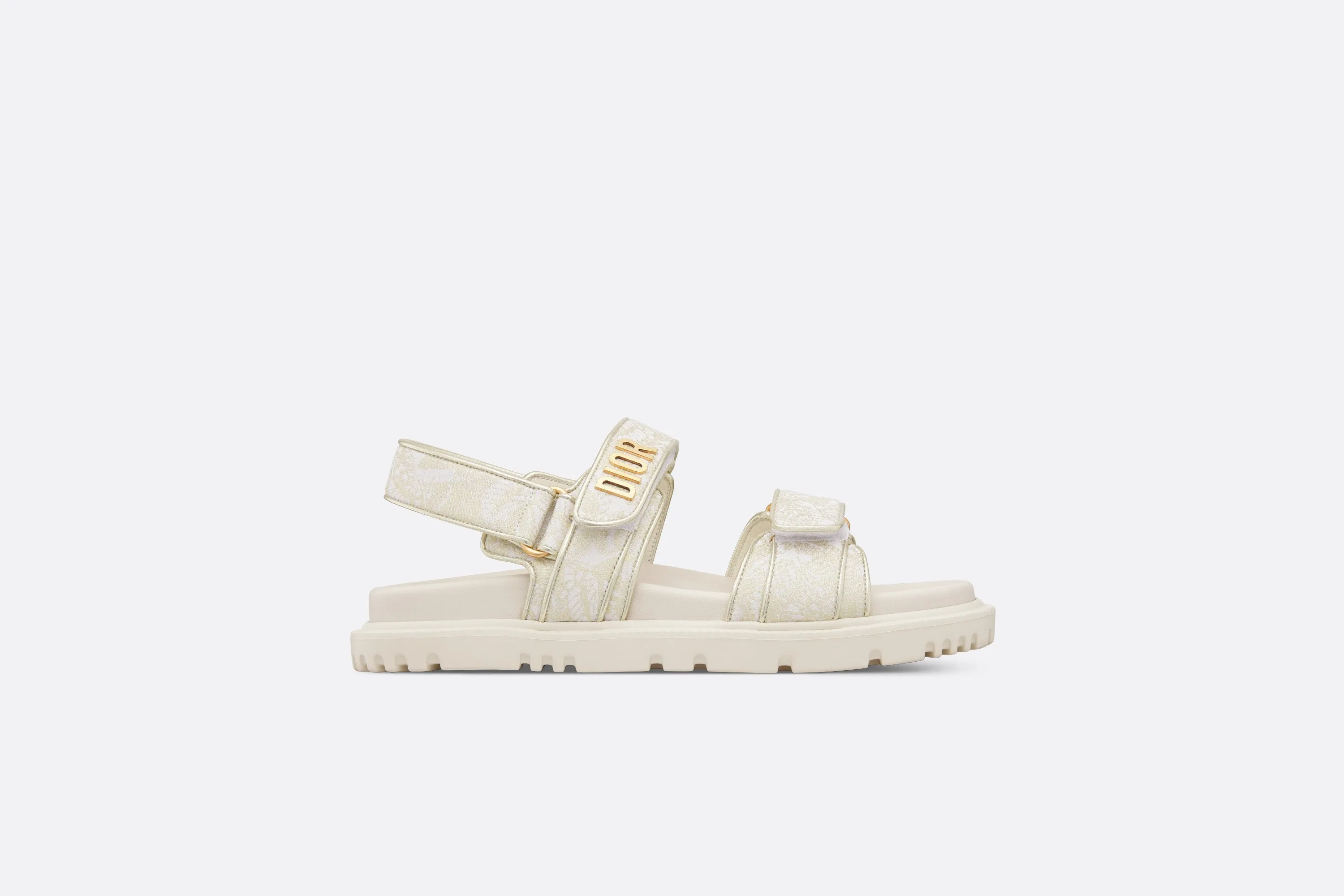 Dioract Sandal • Technical Fabric with Gold-Tone Allover Butterfly Print