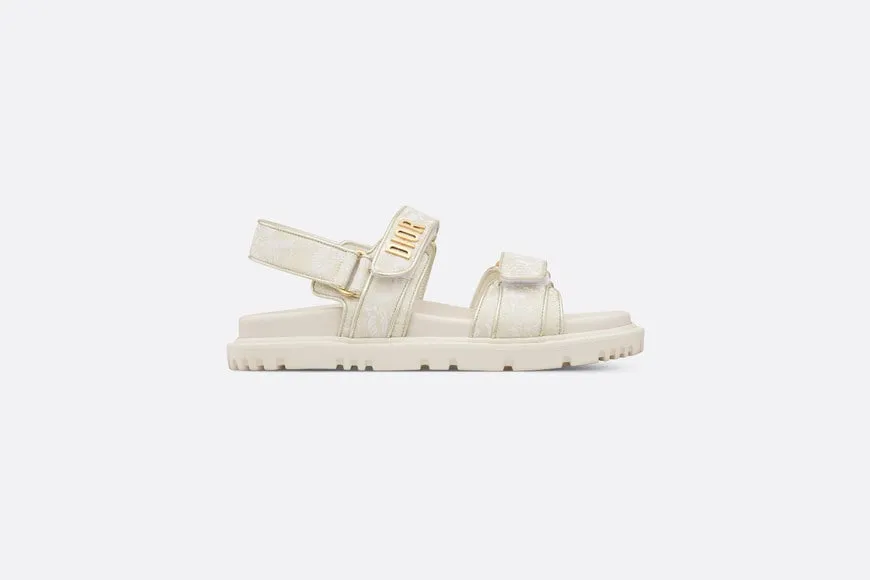 Dioract Sandal • Technical Fabric with Gold-Tone Allover Butterfly Print