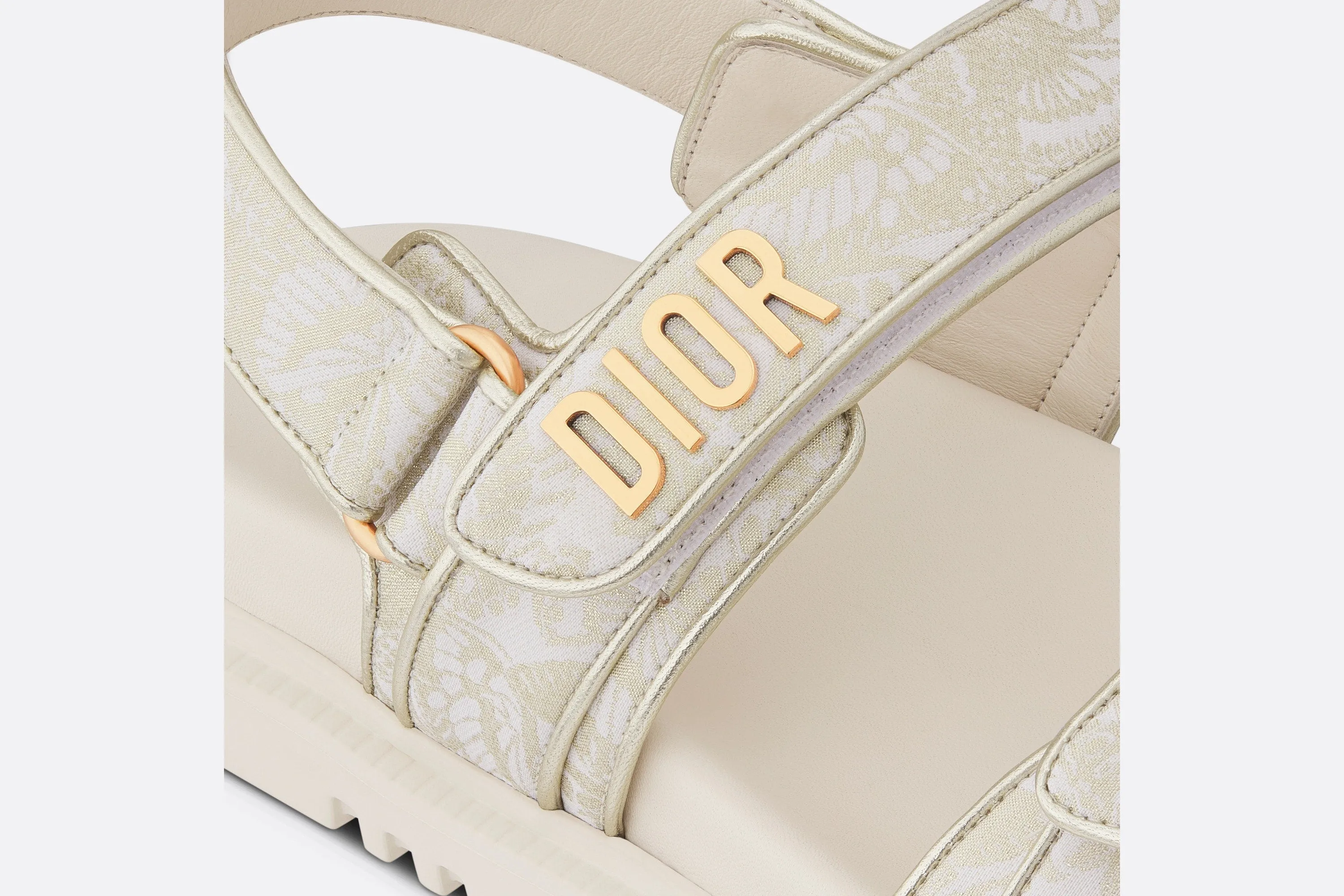 Dioract Sandal • Technical Fabric with Gold-Tone Allover Butterfly Print