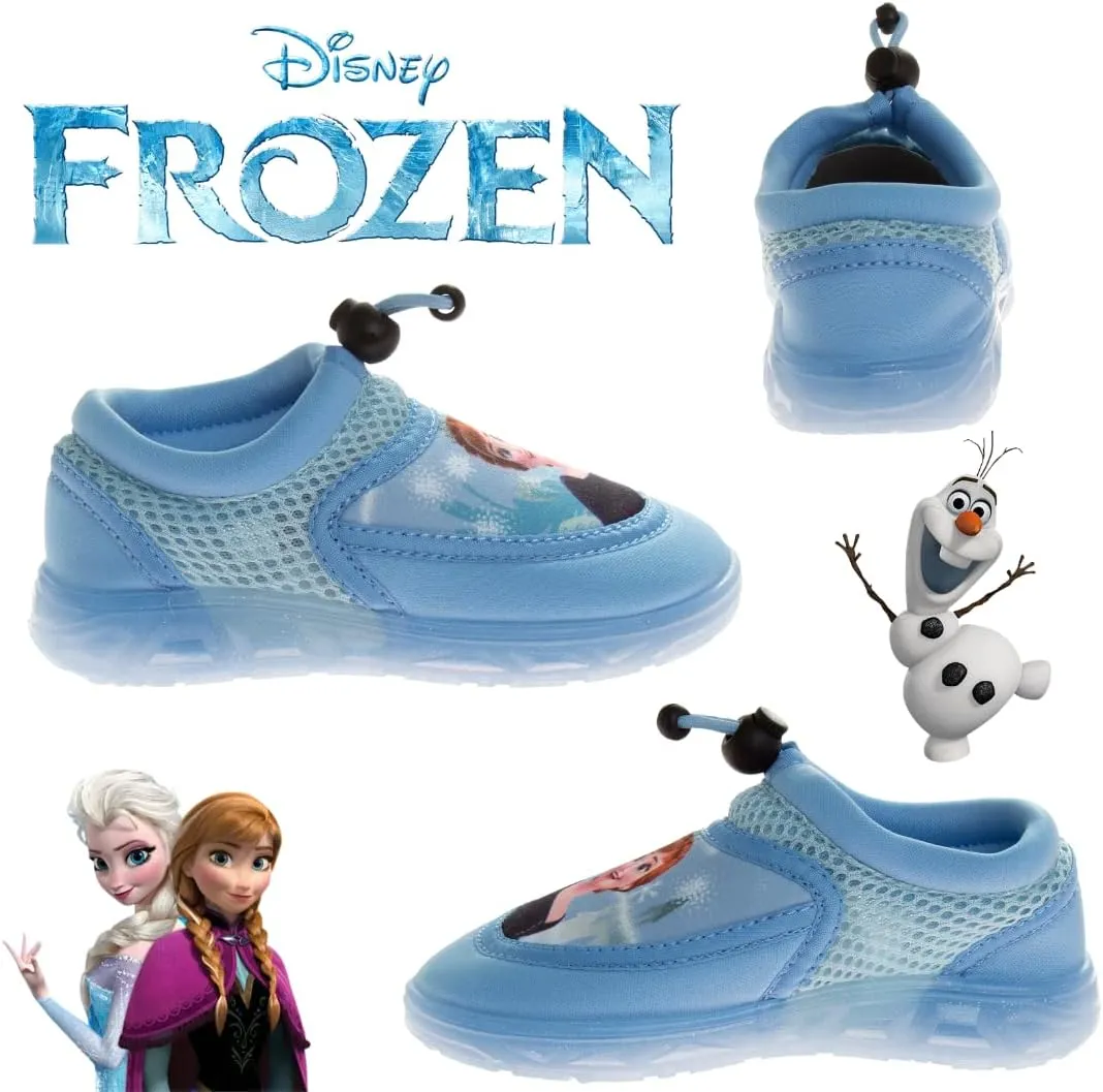 Disney Frozen Water Shoes for Girls- Pool Aqua Socks for Kids- Anna Elsa Sandals Princess Bungee Waterproof Beach Slides Sport Character Summer Slip-on Quick Dry (Toddler/Little Kid)