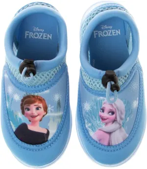Disney Frozen Water Shoes for Girls- Pool Aqua Socks for Kids- Anna Elsa Sandals Princess Bungee Waterproof Beach Slides Sport Character Summer Slip-on Quick Dry (Toddler/Little Kid)