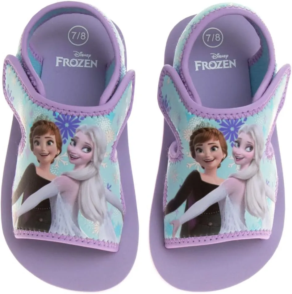 Disney Kids Frozen and Mickey Sandals - Easy Slipon Closure Waterproof Quick Dry Slides - Purple/Pink/Blue (Sizes: 5-10 Toddler / 11-12 Little Kid)