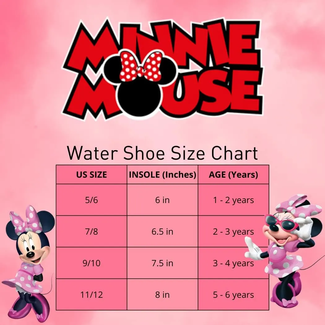 Disney Minnie Mouse Water Shoes - Pool Aqua Socks for Kids- Sandals Princess Bungee Waterproof Beach Slides Sport Character Summer Slip-on Quick Dry (Toddler/Little Kid)
