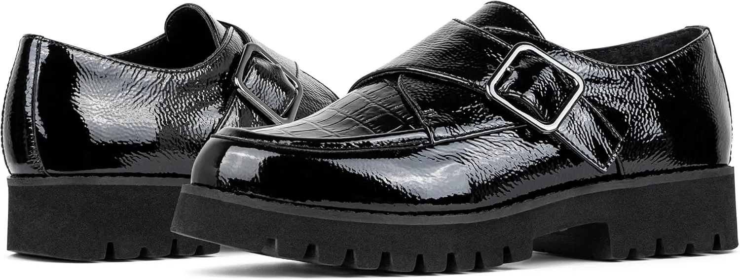 Donald Pliner Women's Elody Crinkle Patent Monk-Strap Loafer