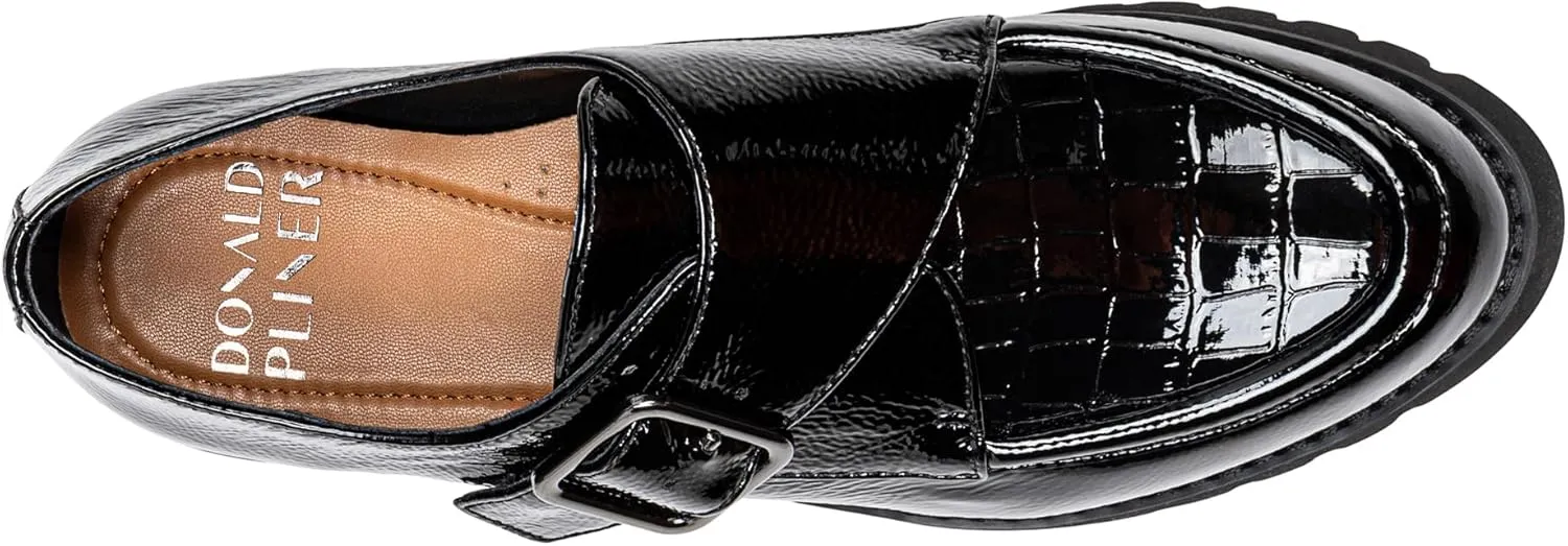 Donald Pliner Women's Elody Crinkle Patent Monk-Strap Loafer