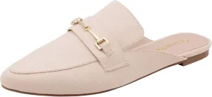 DREAM PAIRS Women's Flat Mules Buckle Pointed Toe Backless Slip on Slides Loafer Shoes