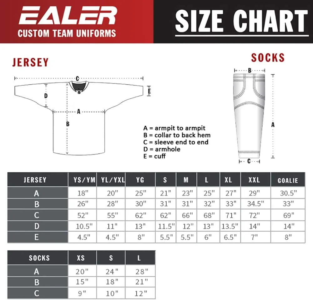 EALER HS80 Series Solid Color Dry Fit Practice Ice Hockey Socks for Men & Boy-Senior & Junior-Adult & Youth