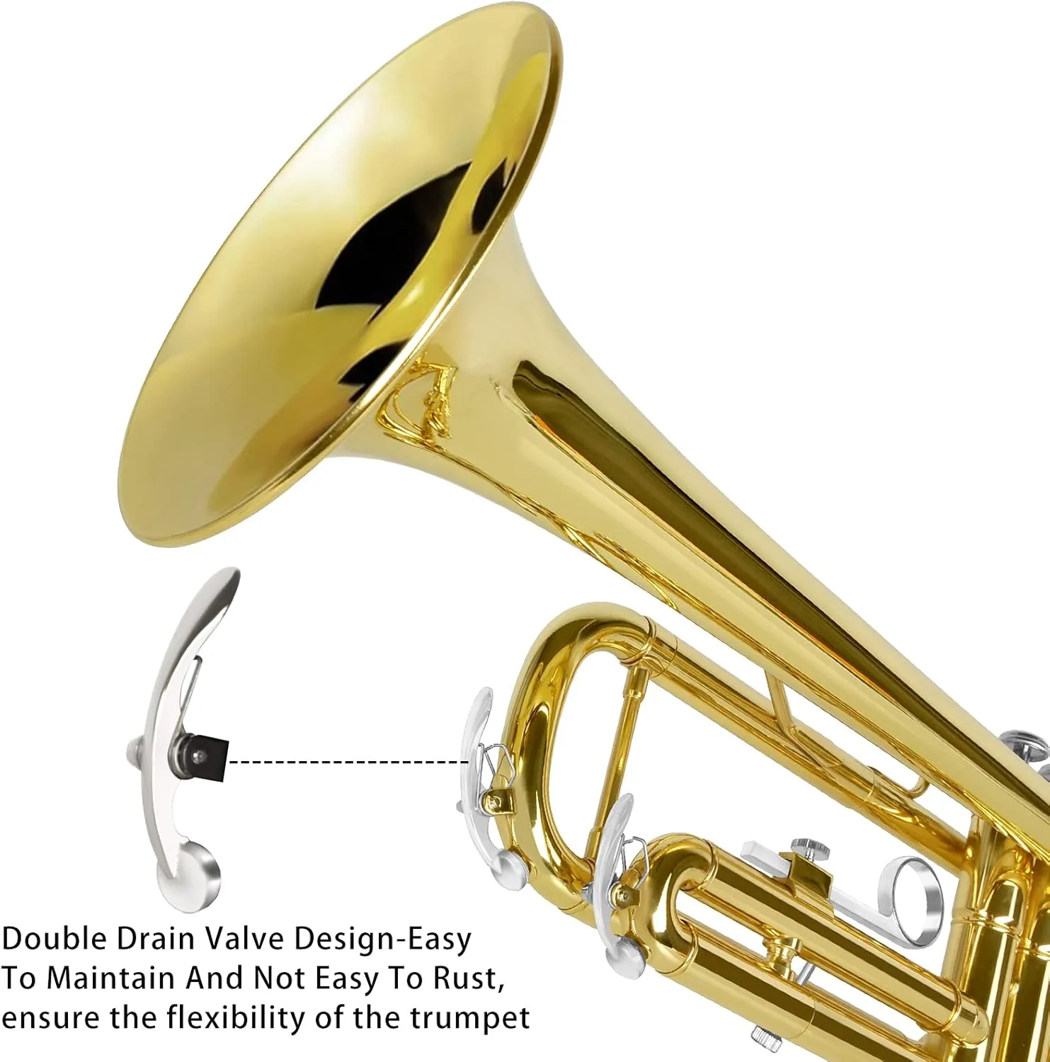 EASTROCK Bb Trumpet Standard Trumpet Set with Carrying Case,Gloves, 7C Mouthpiece and Cleaning Kit (Gold)