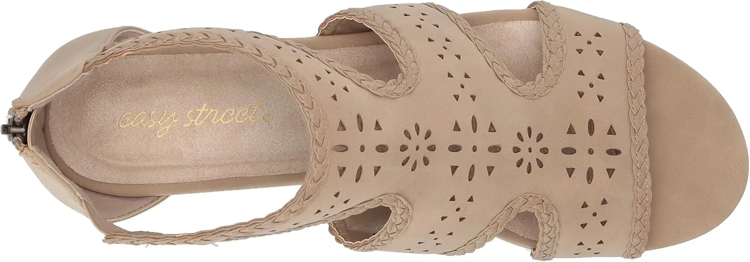 Easy Street Women's Thelma Dress Casual Sandal with Back Zipper Wedge