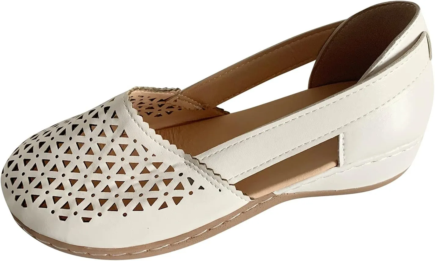 Eduavar Summer Sandals for Women, Summer Sandals for Women 2023 Mule Hollow Out Slip On Shoes Orthotic Wedge Sandals