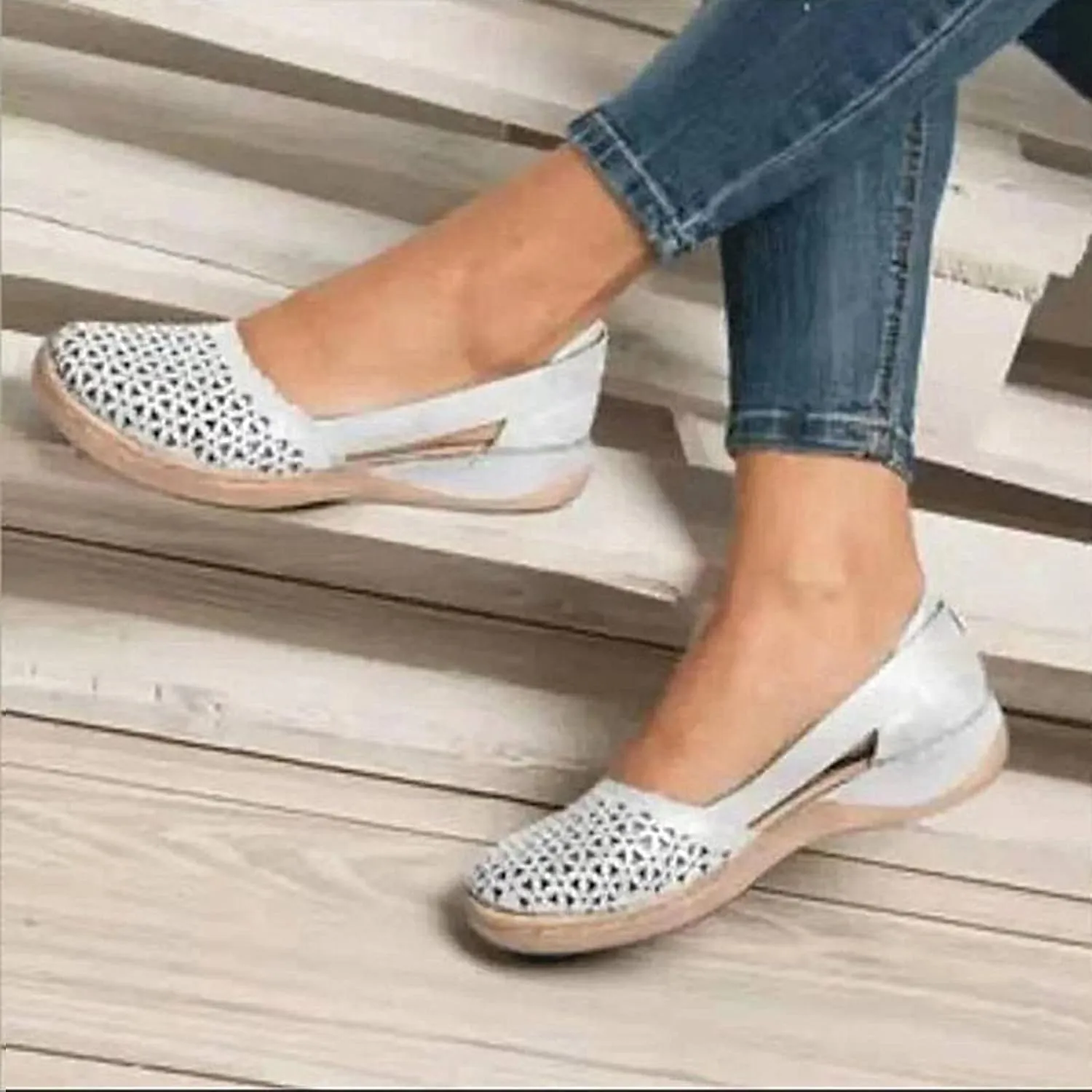 Eduavar Summer Sandals for Women, Summer Sandals for Women 2023 Mule Hollow Out Slip On Shoes Orthotic Wedge Sandals