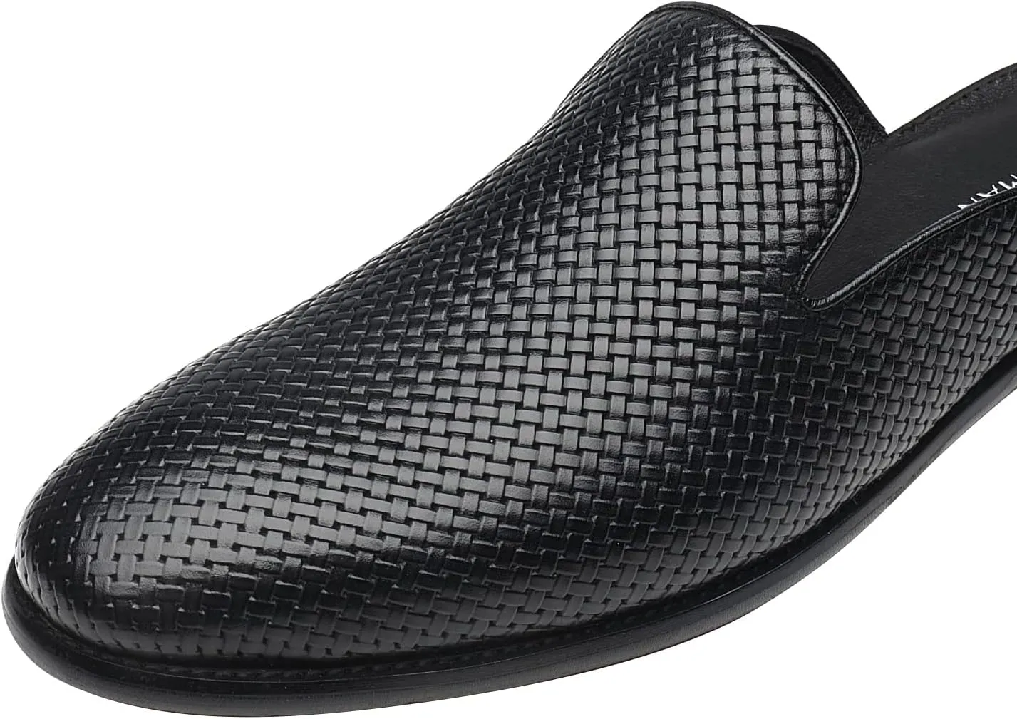 ELANROMAN Men's Backless Loafers Black Genuine Leather Mules Slippers Slip on Shoes