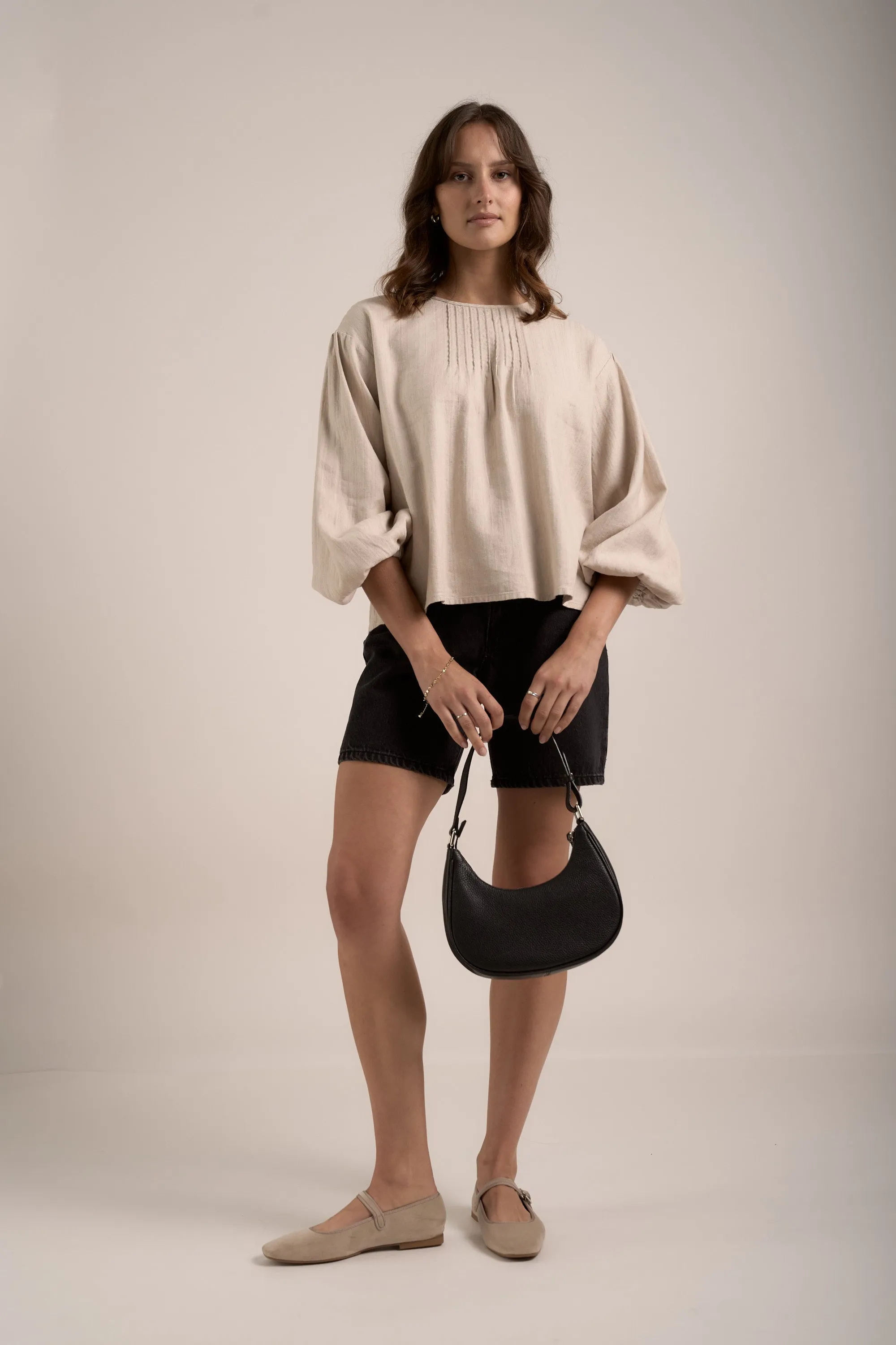 Elementary Pleated Linen Top