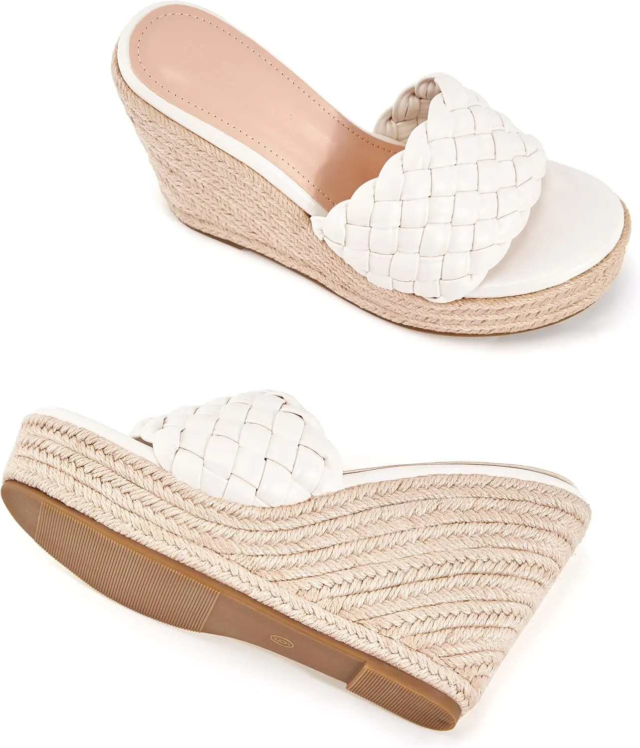 Ermonn Womens Platform Wedge Sandals Espadrilles Braided Open Toe Slip On Summer Mule High Heels