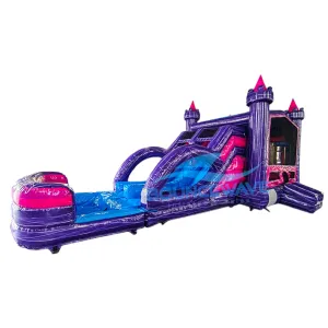 Euro Purple Palace Dual Lane Bounce House with Slide (Wet/Dry)