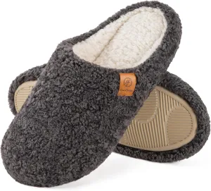 EverFoams Women's Fuzzy Slip-on Slippers Soft Comfy Memory Foam Indoor House Shoes