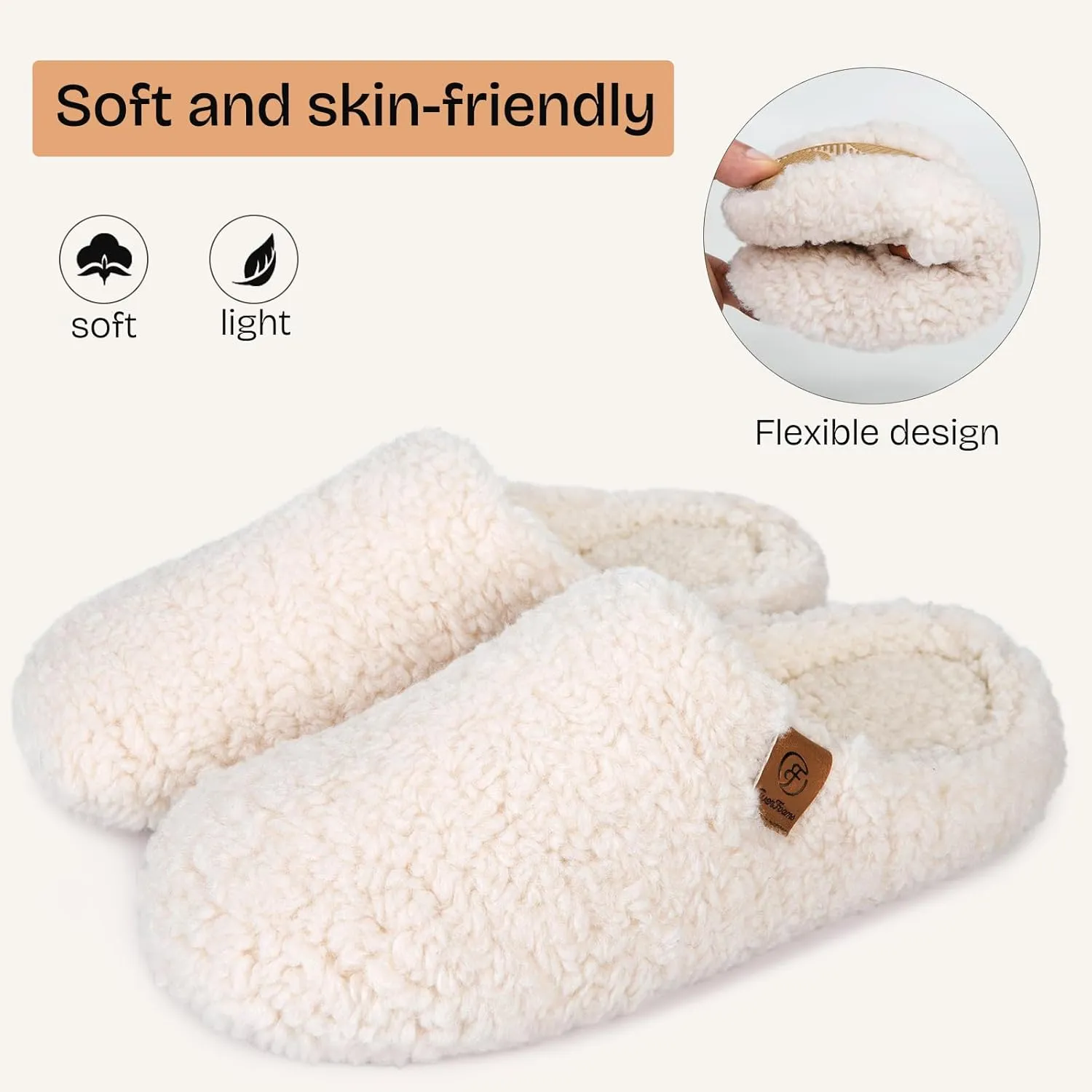 EverFoams Women's Fuzzy Slip-on Slippers Soft Comfy Memory Foam Indoor House Shoes