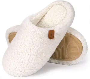 EverFoams Women's Fuzzy Slip-on Slippers Soft Comfy Memory Foam Indoor House Shoes