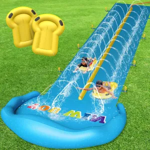 Extra Long Water Slide for Kids Adults, 32.8 FT Slip Water and Slide for Kids Adult Backyard, Heavy Duty Slide with 2 Bodyboards Double Lane Lawn Water Slides for Boy Girl Outdoor Backyard Water Play