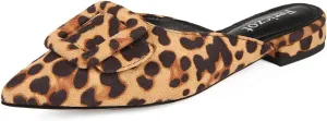 Fericzot Mule Slippers for Women,Slingback Buckle Flat Pointed Toe Backless Mule Slides Suede Slip On Loafers