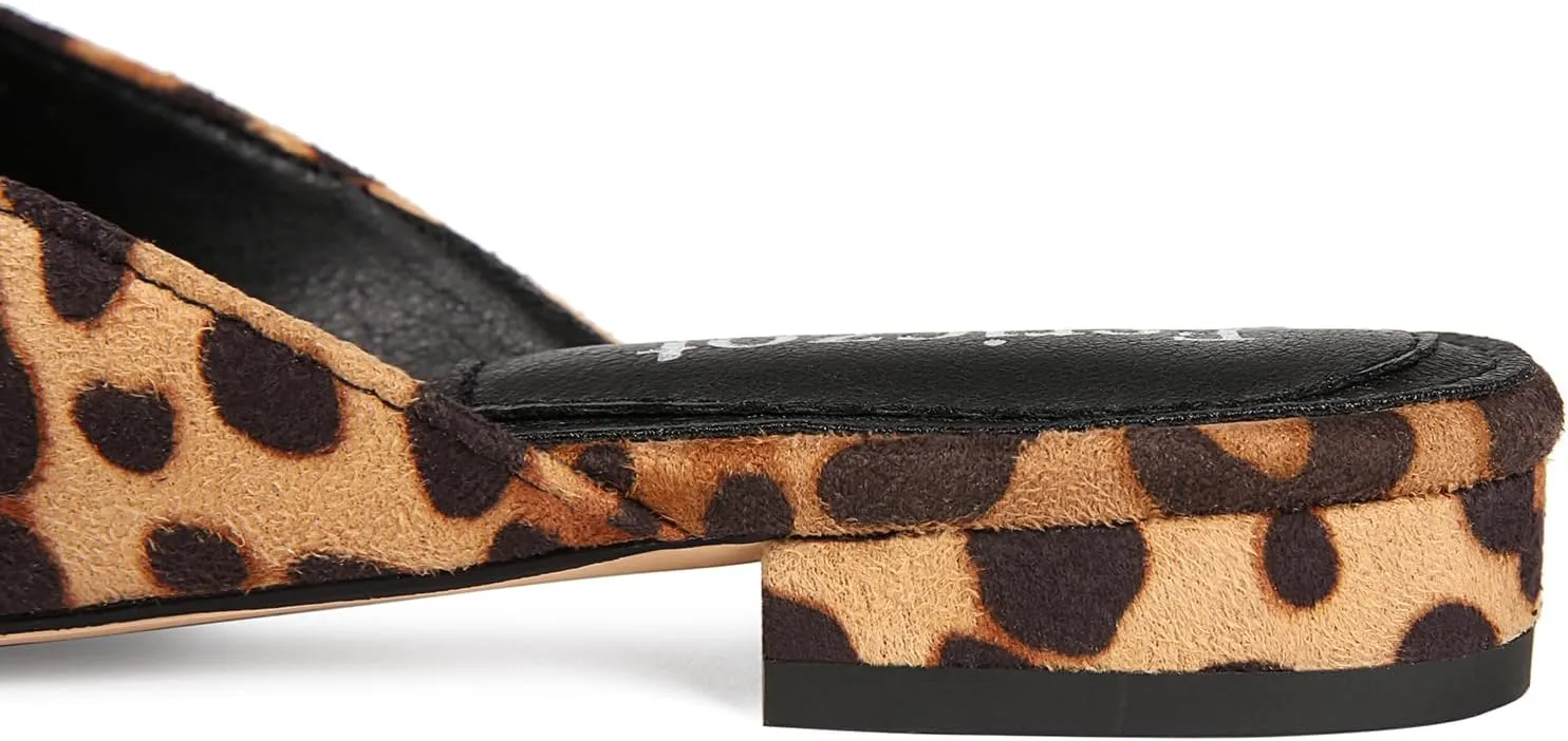 Fericzot Mule Slippers for Women,Slingback Buckle Flat Pointed Toe Backless Mule Slides Suede Slip On Loafers