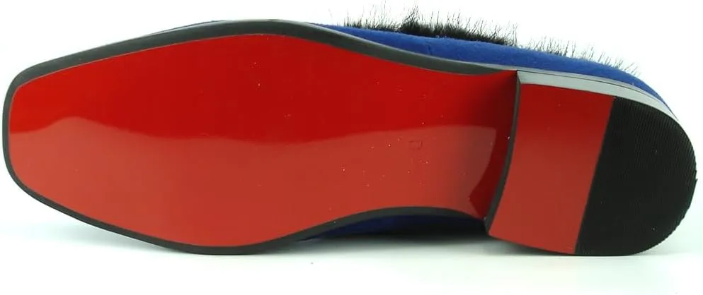 FI-7306 Suede Slip on Loafer with Black Fur