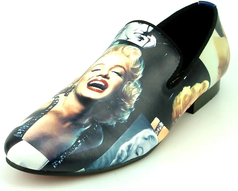 FI-7336-M Men's Marilyn Monroe Leather Print Slip on Loafer