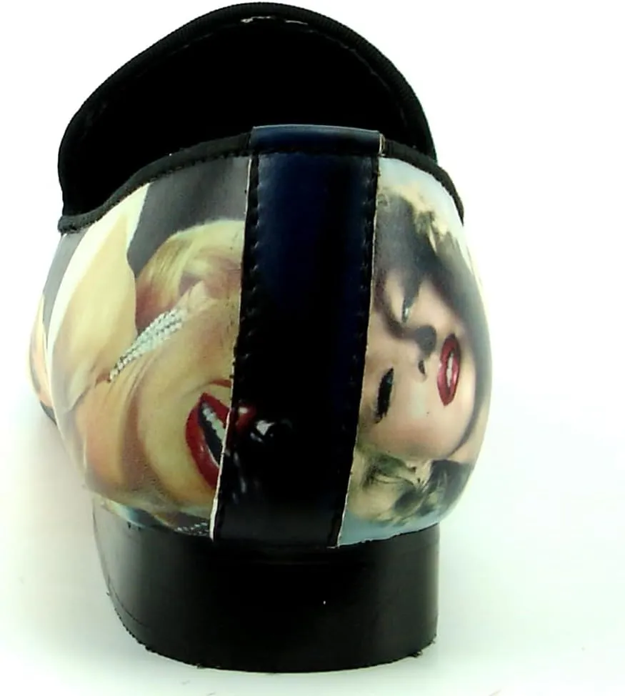 FI-7336-M Men's Marilyn Monroe Leather Print Slip on Loafer