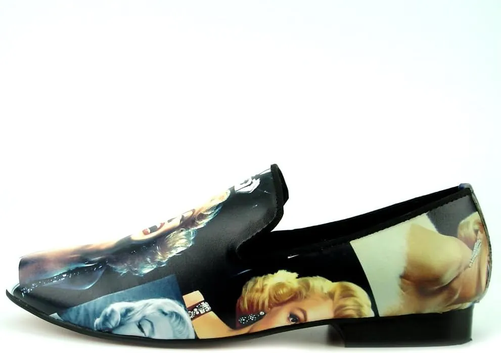 FI-7336-M Men's Marilyn Monroe Leather Print Slip on Loafer