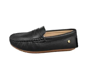 Fintoes  Black Penny Loafer Honey Sole 25108