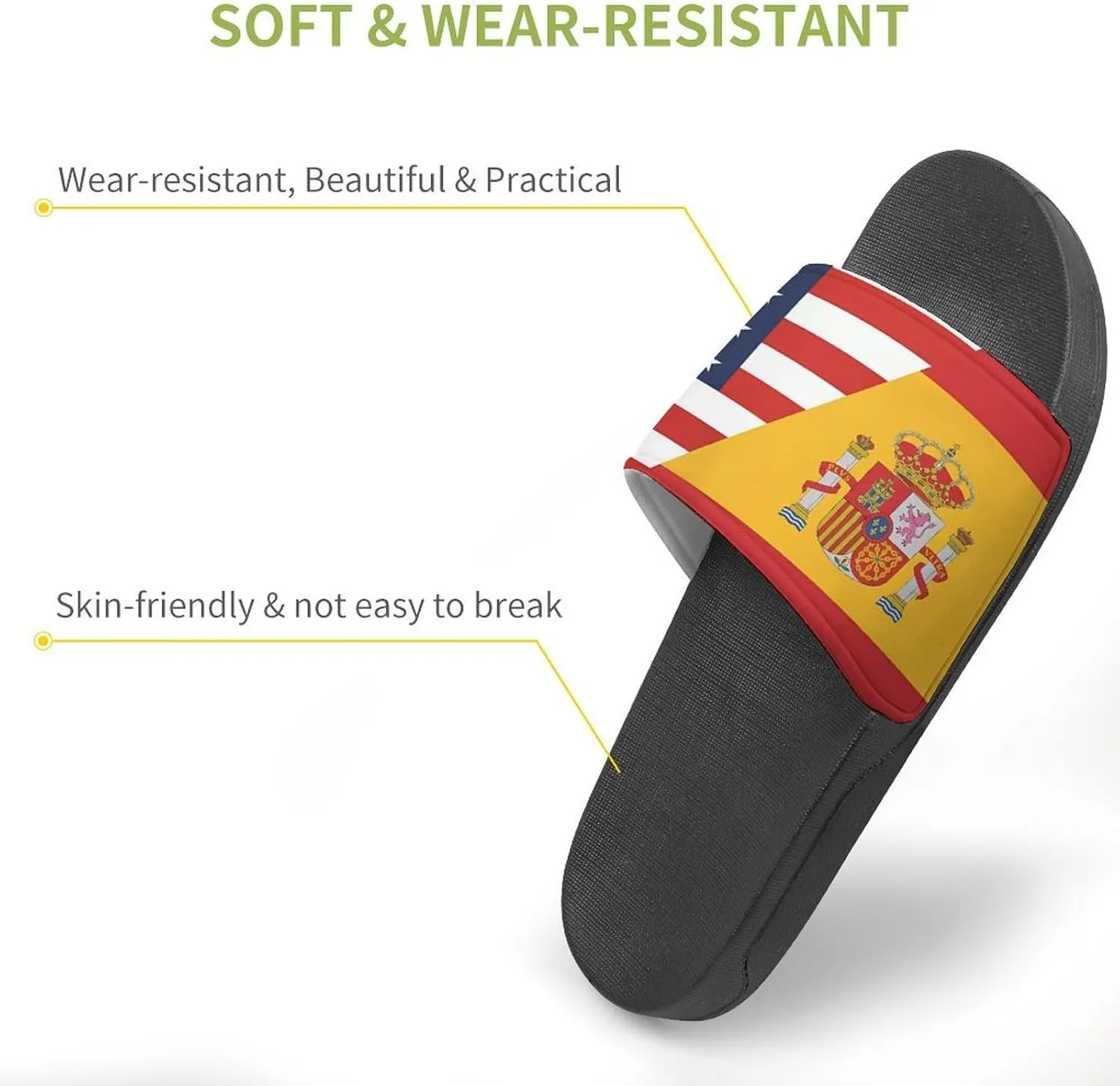 Flag of U.S. Spain Flag House Sandals Non-Slip Bathroom Slippers Beach Summer Shoes for Men Women