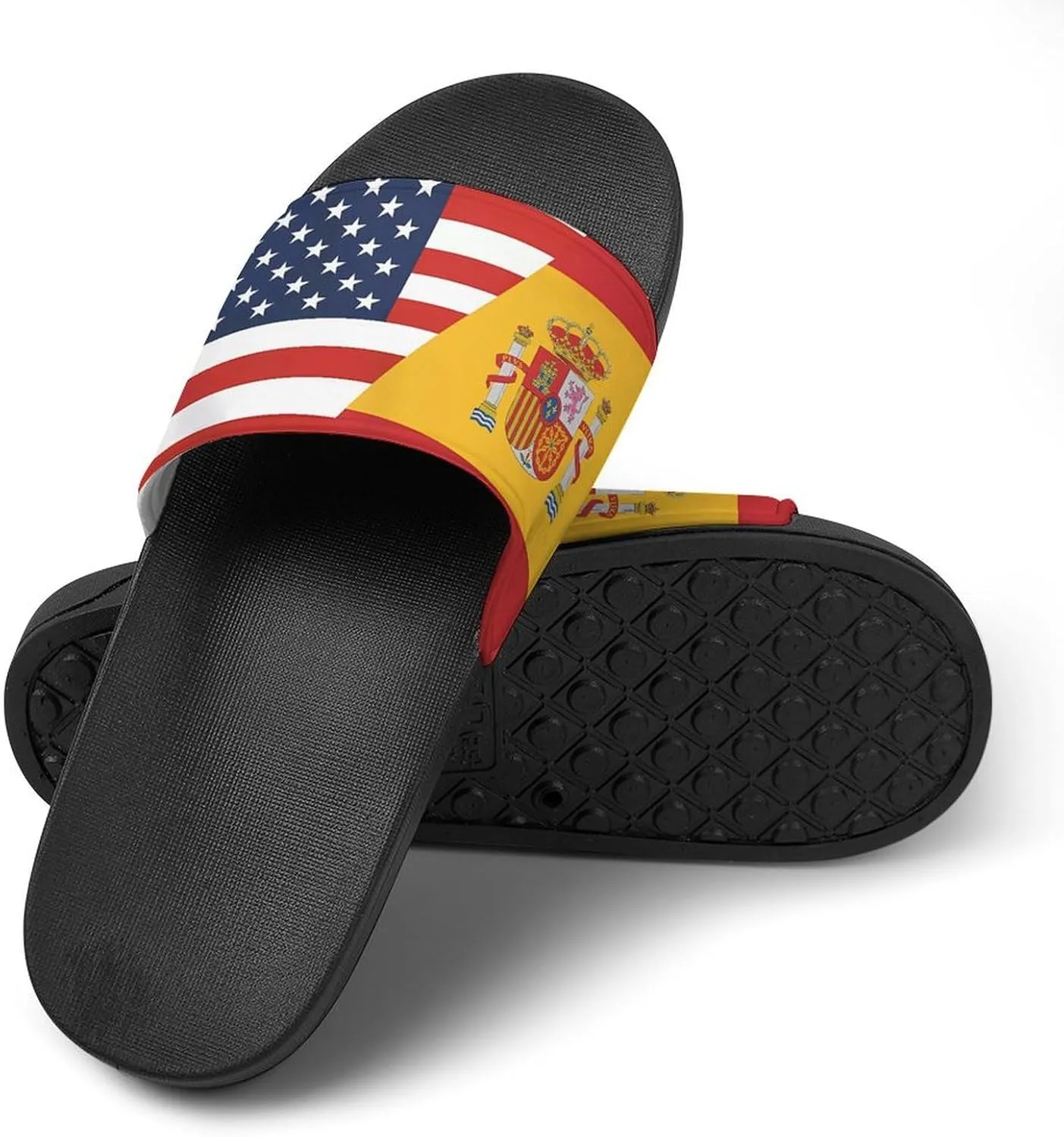 Flag of U.S. Spain Flag House Sandals Non-Slip Bathroom Slippers Beach Summer Shoes for Men Women