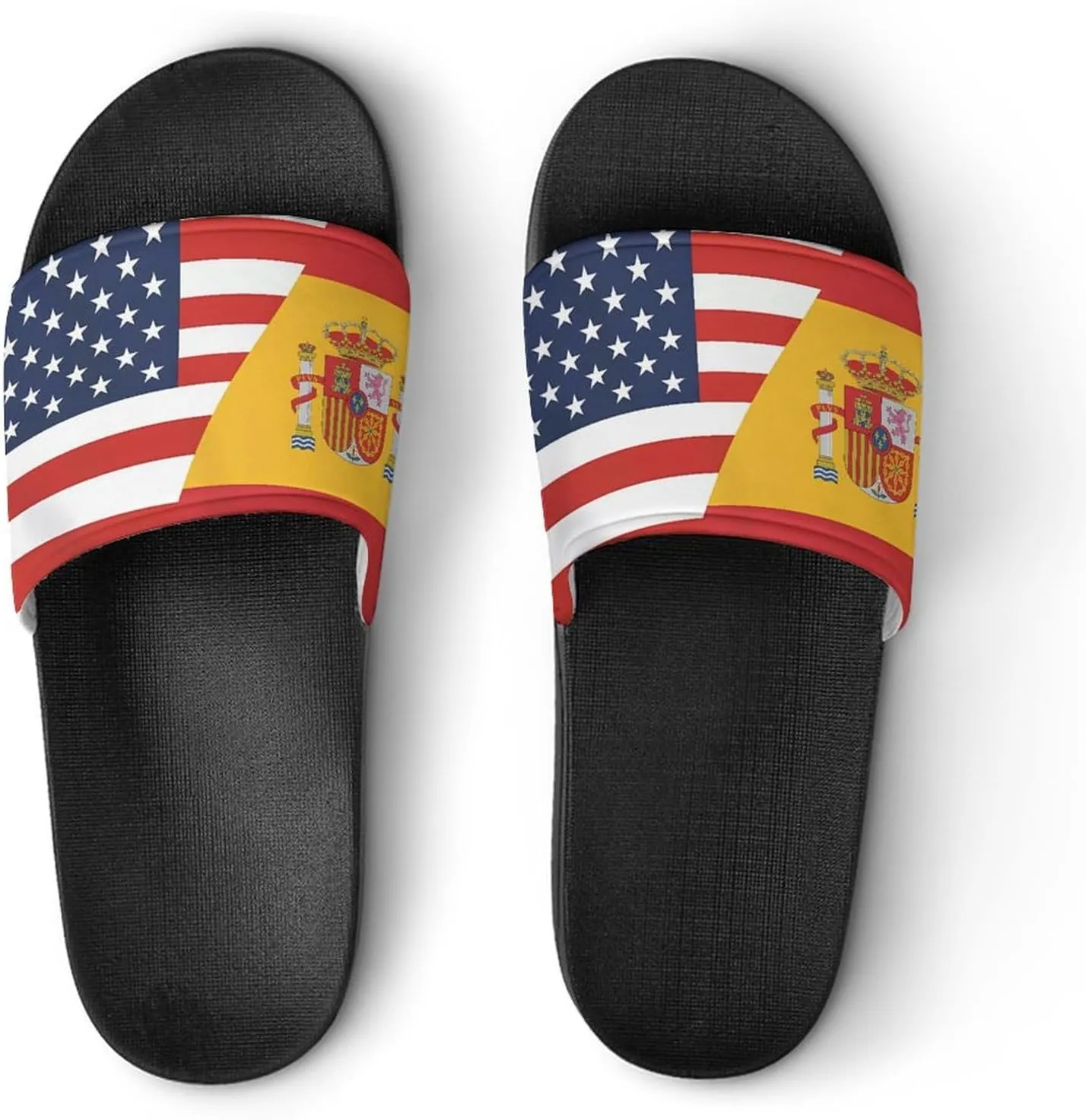 Flag of U.S. Spain Flag House Sandals Non-Slip Bathroom Slippers Beach Summer Shoes for Men Women