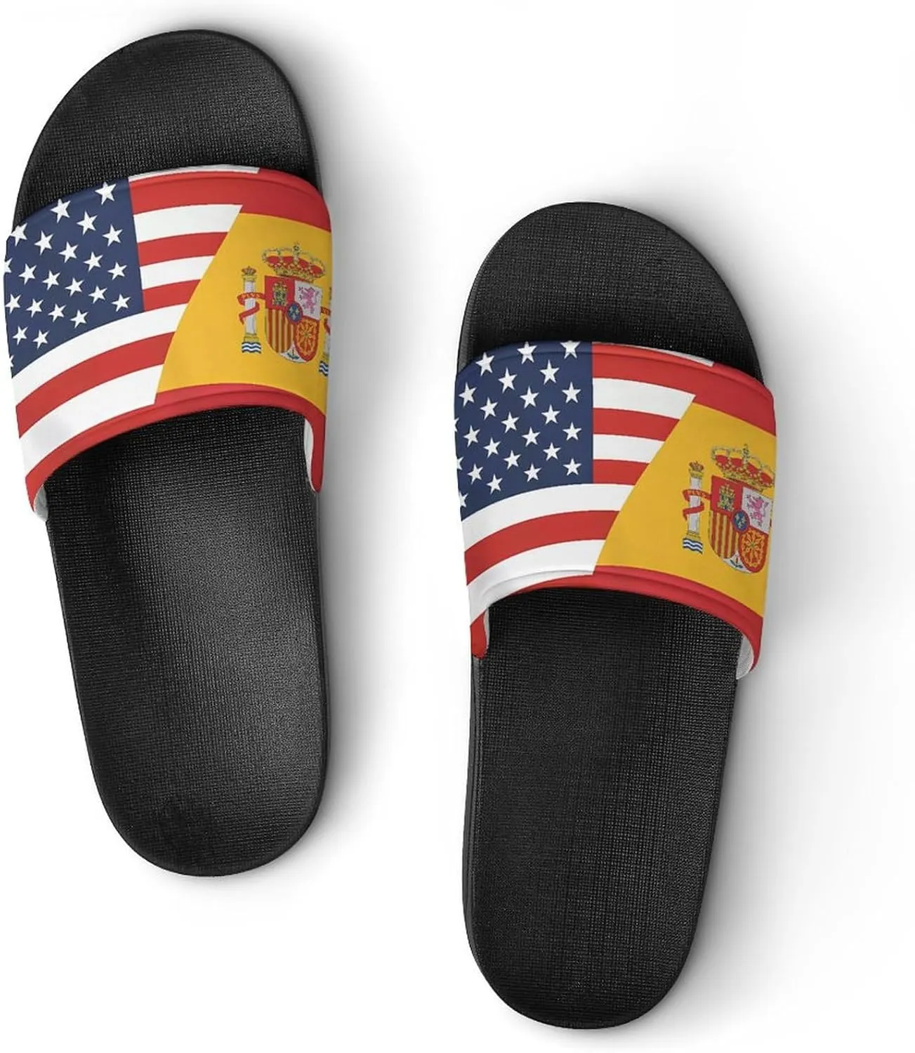 Flag of U.S. Spain Flag House Sandals Non-Slip Bathroom Slippers Beach Summer Shoes for Men Women