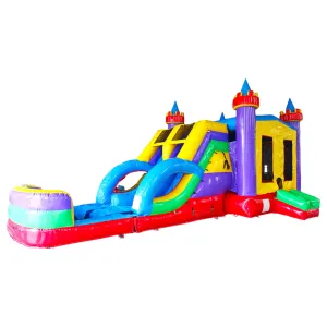 Flat Euro Dual Lane Bounce House with Slide (Wet/Dry)