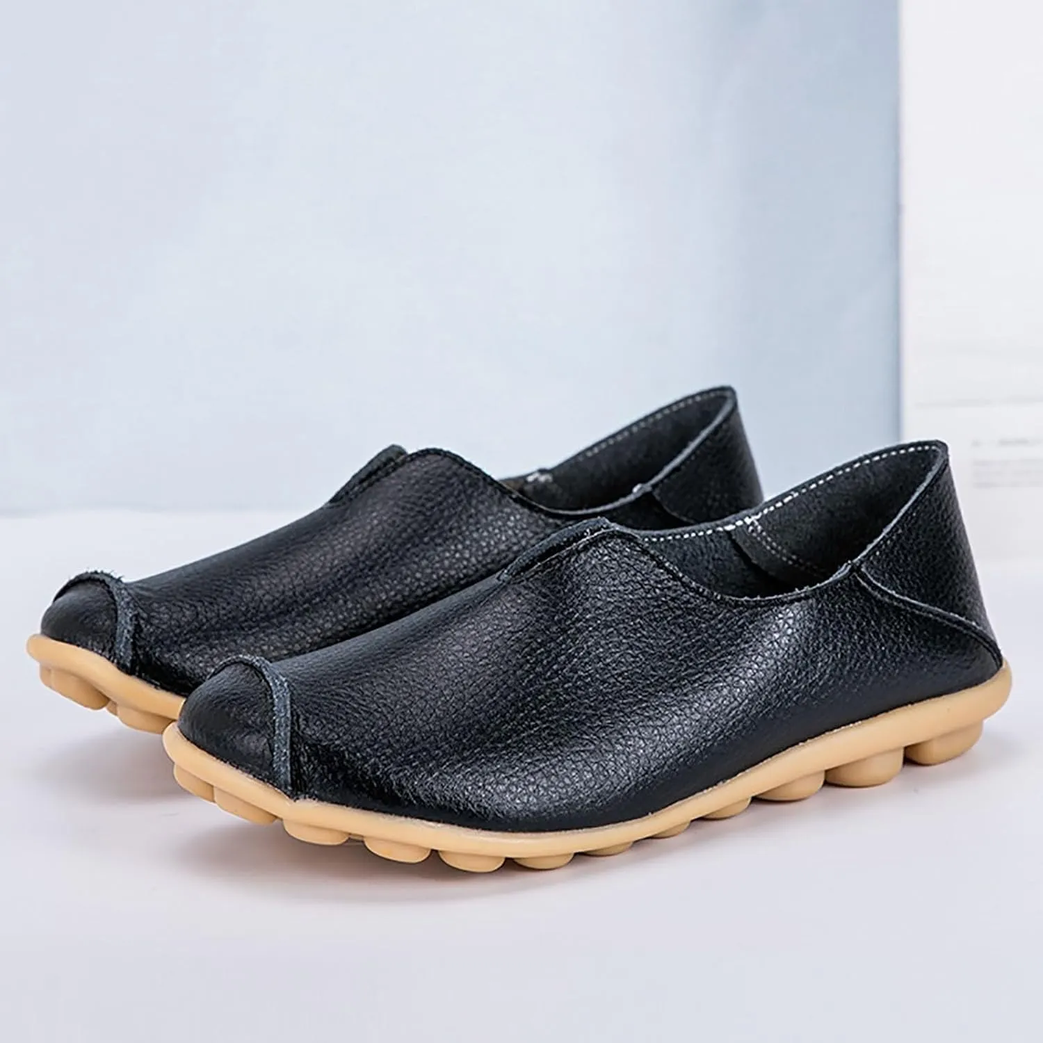 Flat Shoes for Women Comfortable Slip On Loafers Dressy Summer Closed Toe Flat Loafer Lightweight Comfort Walking Boat Shoe Fashion Casual Walking Nurse Shoes Non-Slip Loafer