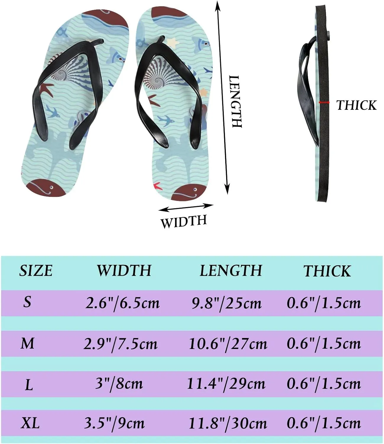 Flip Flops Fish Ocean Sea World Striped Modern Cute Blue Coral Slide Sandals Summer Beach Slippers Thong Sandal Casual Yoga Mat Flat Slides for Women Men