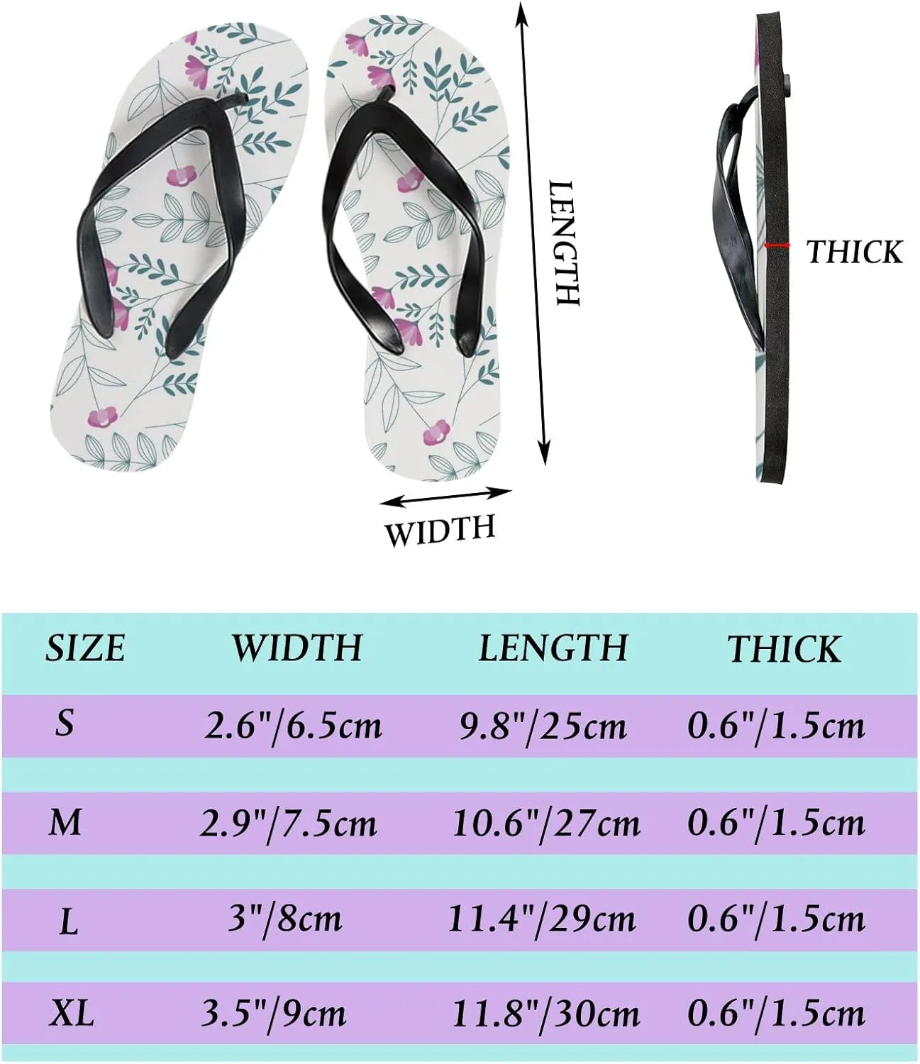 Flip Flops Floral Flowers Leaves Grey Slide Sandals Summer Beach Slippers Thong Sandal Casual Yoga Mat Flat Slides for Women Men