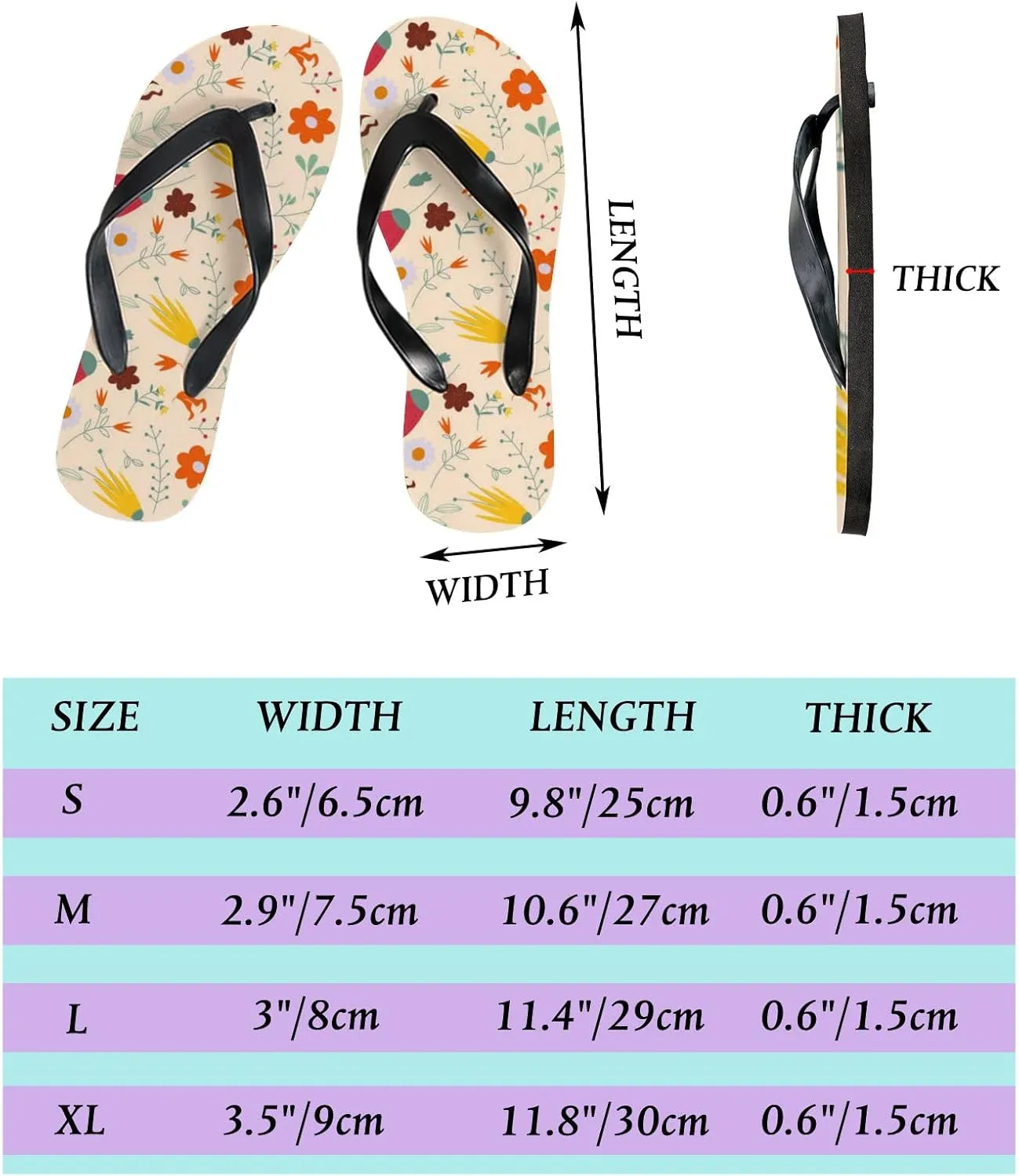 Flip Flops Floral Flowers Leaves Yellow Red Slide Sandals Summer Beach Slippers Thong Sandal Casual Yoga Mat Flat Slides for Women Men