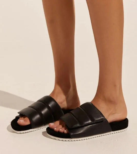 Float Black Leather Slide