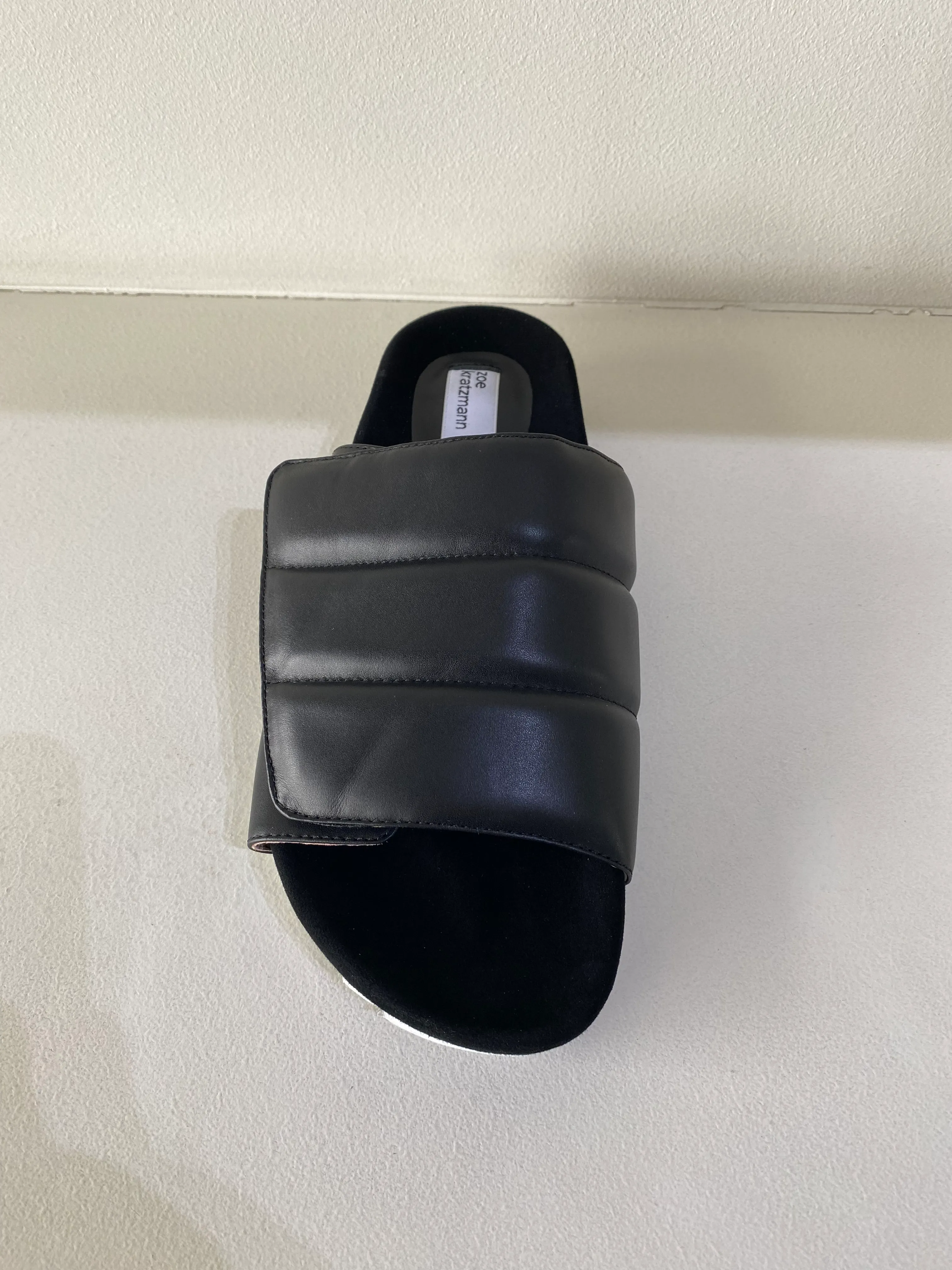 Float Black Leather Slide